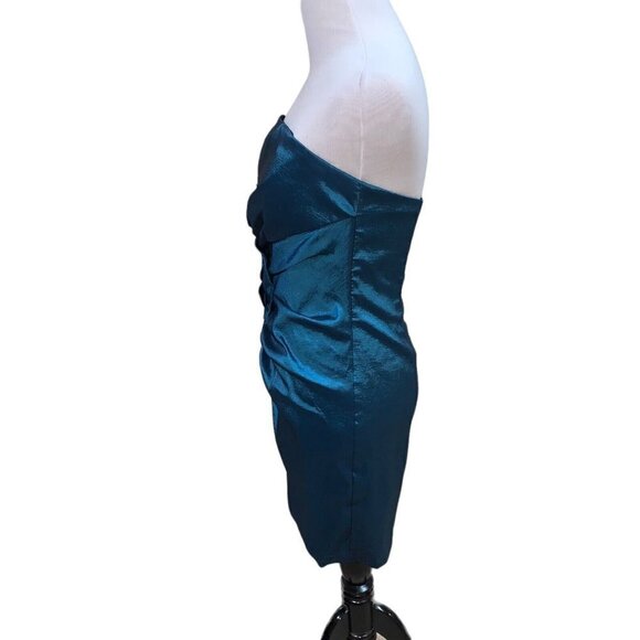 Jessica McClintock Women's Cocktail Dress Vintage 1990's Size 10P Taffeta Teal - Picture 6 of 7